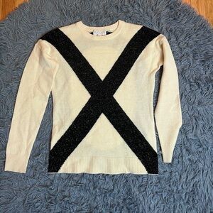 Top Secret Society Cream Black Wool Cashmere Sweater Size XS
